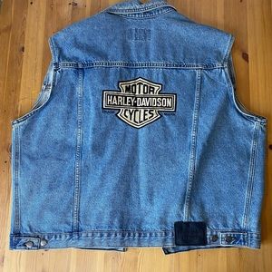 Harley Davidson Jean Denim Vest Mens XL